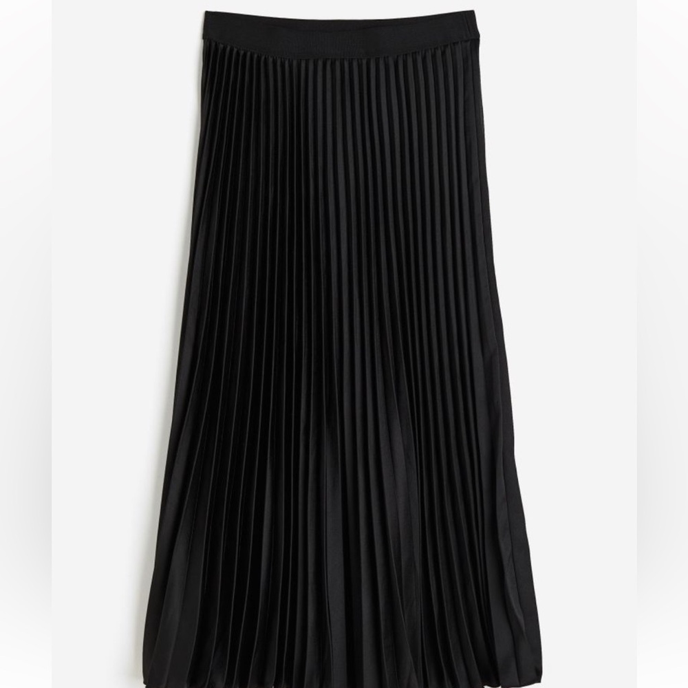 NWT H&M Pleated Black Midi Skirt